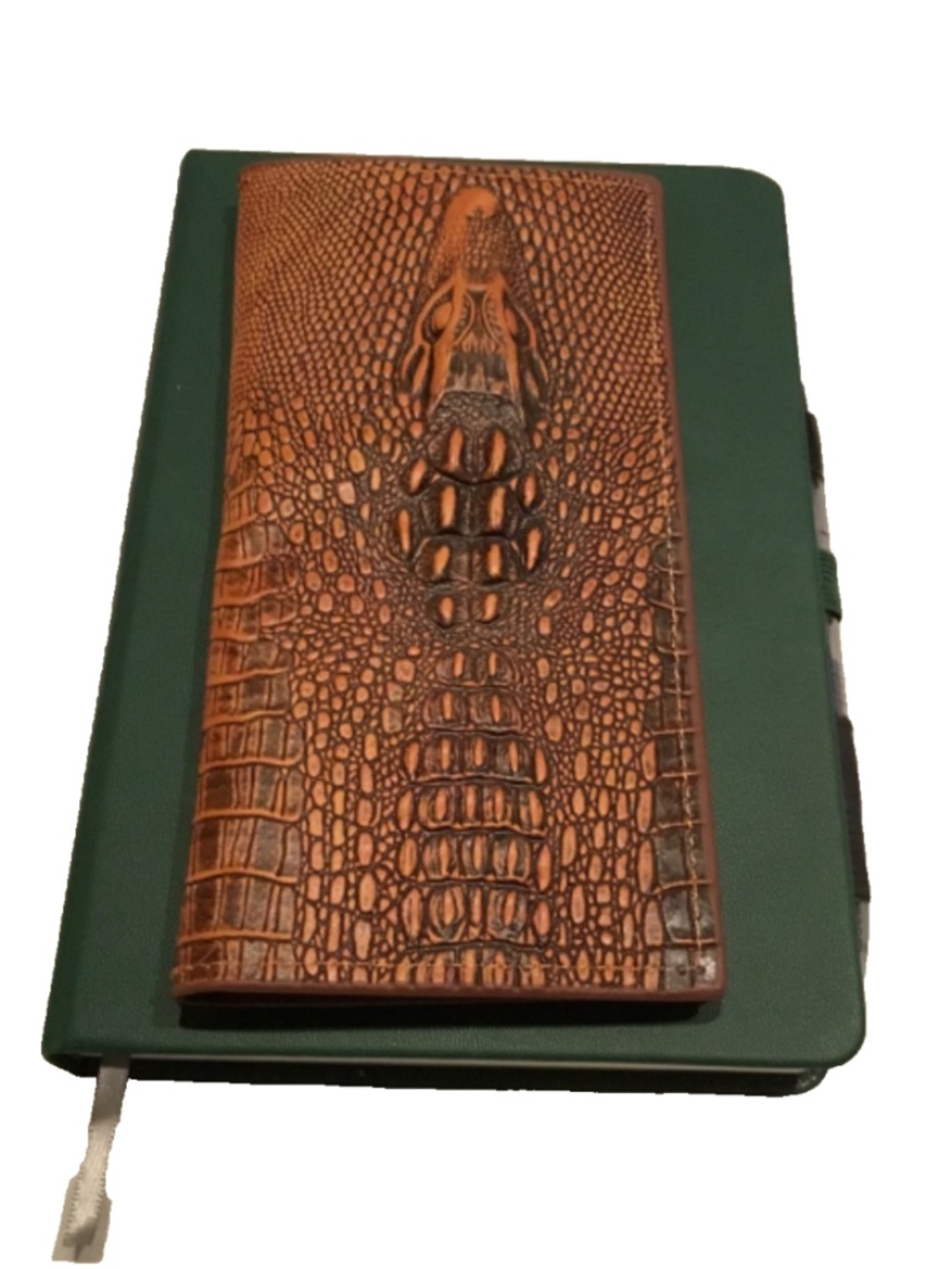 alligator embossed vegan leather long fold wallet NWT